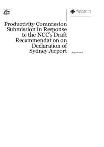 Application for declaration of the airside services at Sydney Airport, Submission by the Productivity Commission in response to NCC Draft Recommendation, August 2003