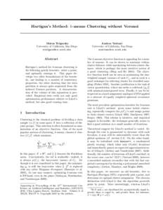 Hartigan’s Method: k-means Clustering without Voronoi  Matus Telgarsky University of California, San Diego [removed]