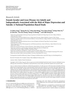 Female Gender and Acne Disease Are Jointly and Independently Associated with the Risk of Major Depression and Suicide: A National Population-Based Study
