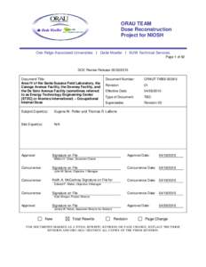 ORAU TEAM Dose Reconstruction Project for NIOSH Oak Ridge Associated Universities I Dade Moeller I MJW Technical Services Page 1 of 82