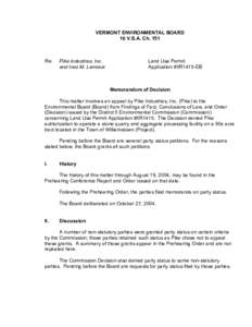 VERMONT ENVIRONMENTAL BOARD 10 V.S.A. Ch. 151 Re:  Pike Industries, Inc.