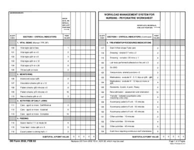 ADDRESSOGRAPH  WORKLOAD MANAGEMENT SYSTEM FOR NURSING - PSYCHIATRIC WORKSHEET  ENTER