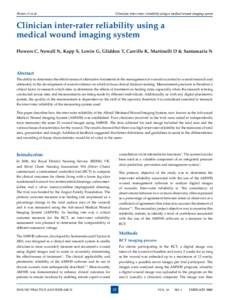 Flowers C et al.	  Clinician inter-rater reliability using a medical wound imaging system Clinician inter-rater reliability using a medical wound imaging system