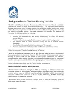 Housing / Social programs / Public housing / Home / Canada Mortgage and Housing Corporation / Canadian Housing and Renewal Association / Affordable housing / Real estate / Community organizing