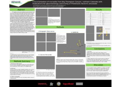 Characterization of monazite from Big Thompson Canyon, northern Colorado with implications for geochronology and timing of Proterozoic tectonic processes Diana Rattanasith, University of California Santa Cruz, d.rattanas