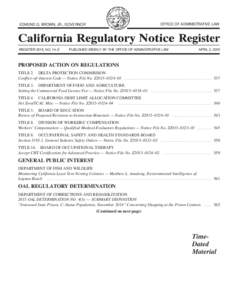 California Regulatory Notice Register 2015, Volume No. 14-Z