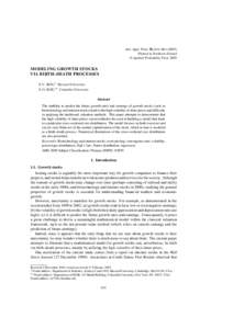 Adv. Appl. Prob. 35, 641–Printed in Northern Ireland  Applied Probability Trust 2003 MODELING GROWTH STOCKS VIA BIRTH–DEATH PROCESSES