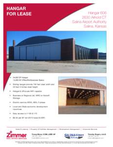 HANGAR FOR LEASE Hangar[removed]Arnold CT Salina Airport Authority