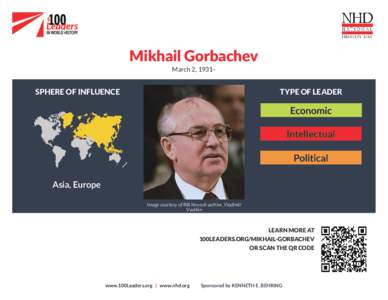 Mikhail Gorbachev March 2, 1931– SPHERE OF INFLUENCE  TYPE OF LEADER