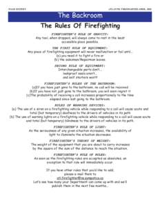 PAGE SIXTEEN  ATLANTIC FIREFIGHTER APRIL, 2002 The Backroom The Rules Of Firefighting
