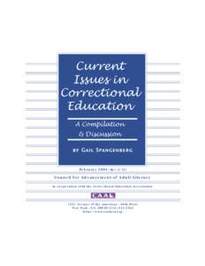 Current Issues in Correctional Education A Compilation & Discussion