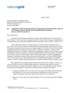 Microsoft Word - Filing letter-RI Rate Case (PUC[removed])
