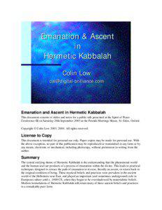 Emanation & Ascent in Hermetic Kabbalah