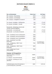 DEUTSCHE EISLAUF UNION E.V.  Preisliste (gültig ab: Pass- und Lizenzwesen