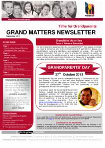 Time for Grandparents  GRAND MATTERS NEWSLETTER September[removed]IN THIS ISSUE