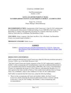 COASTAL CONSERVANCY Staff Recommendation October 2, 2014 SANTA ANA RIVER PARKWAY TRAIL: SAN BERNARDINO COUNTY CLASS I BIKEWAY DESIGN - AUGMENTATION Project No[removed]