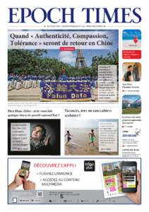 JUILLET 2015 · ÉDITION FRANÇAISE N° 332 · WWW.EPOCHTIMES.FR  Quand « Authenticité, Compassion, Tolérance » seront de retour en Chine P. 4 - INTERNATIONAL