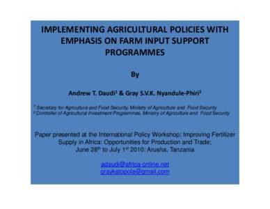 IMPLEMENTING AGRICULTURE POLICIES IN MALAWI -Gray [Compatibility Mode]