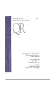 Quarterly Review/Fall[removed]S5.00 A Journal of Theological Resources for Ministry