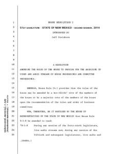 HOUSE RESOLUTION[removed]51ST LEGISLATURE - STATE OF NEW MEXICO - SECOND SESSION, 2014