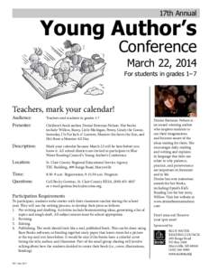 17th Annual  Young Author’s Conference March 22, 2014