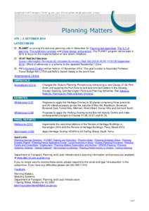 479 | 2 OCTOBER 2014 LATEST NEWS  PLANET is running the last core planning units in November for Planning law essentials, The A-Z of planning, The subdivision process and Urban design and practice. The PLANET program 