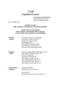 立法會 Legislative Council LC Paper No. CB[removed]These minutes have been seen by the Administration) Ref : CB2/BC/3/01