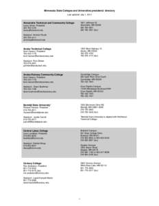 College and university presidents’ directory