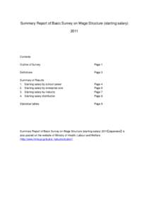 Summary Report of Basic Survey on Wage Structure (starting salary[removed]Contents Outline of Survey