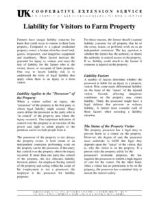 Liability for Visitors to Farm Property