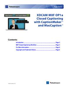 1  App Note XDCAM MXF OP1a Closed Captioning