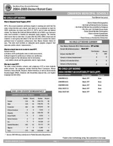 NEW MEXICO PUBLIC EDUCATION DEPARTMENT[removed]DISTRICT REPORT CARD CIMARRON MUNICIPAL SCHOOLS  Printed: [removed]