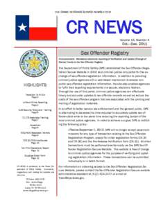 THE CRIME RECORDS SERVICE NEWSLETTER  CR NEWS Volume 16, Number 4  Oct.—Dec. 2011