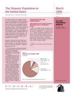 The Hispanic Population in the United States March 2000 Issued March 2001