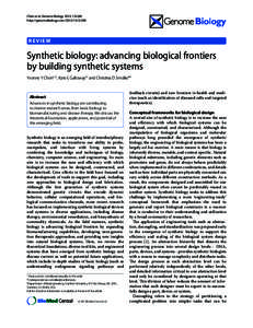 Chen et al. Genome Biology 2012, 13:240 http://genomebiology.comREVIEW  Synthetic biology: advancing biological frontiers