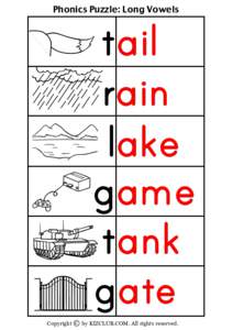 Phonics Puzzle: Long Vowels  tail rain lake game