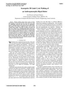 Synergistic 3D Limit Cycle Walking of an Anthropomorphic Biped Robot