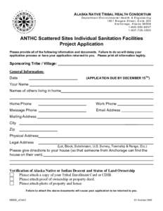 ALASKA NATIVE TRIBAL HEALTH CONSORTIUM Department Environmental Health & Engineering 1901 Bragaw Street, Suite 200 Anchorage, Alaska[removed][removed]3500