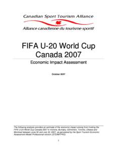    FIFA U-20 World Cup Canada 2007 Economic Impact Assessment October 2007