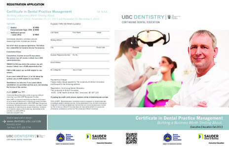 REGISTRATION APPLICATION  Certificate in Dental Practice Management DE 9154