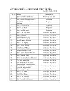 OFFICERS/OFFICIALS OF SUPREME COURT OF INDIA