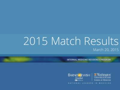 2015 Match Results  March 20, 2015 Whom Did We Match? •