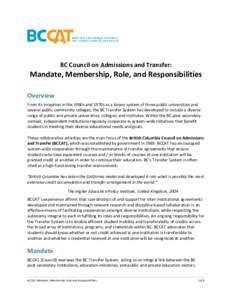 Mandate, Membership, Role and Responsibilities