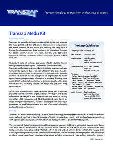 Proven technology to transform the business of energy  Transzap Media Kit