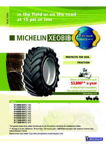 T R AC TO R S  In the field or on the road at 15 psi or less  MICHELIN XEOBIB