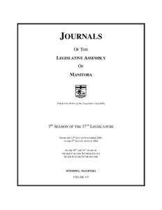 JOURNALS OF THE LEGISLATIVE ASSEMBLY OF MANITOBA