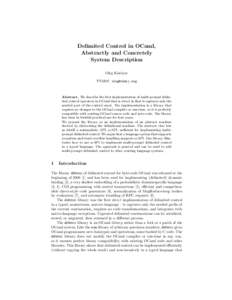 Delimited Control in OCaml, Abstractly and Concretely System Description Oleg Kiselyov FNMOC 