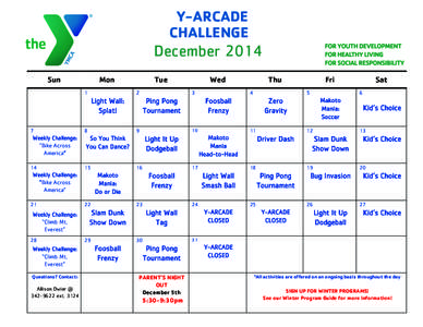 Y-ARCADE CHALLENGE December 2014 Sun