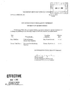 NEW MEXICO PUBLIC REGULATION COMMISSION OF THE STATE OF NEW MEXICO Southwestern Public Service Company hereby gives notice to the public and the Commission of the filing and publishing of the following changes in tariff 