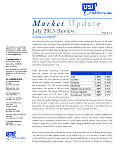 Market Update Ju l y[removed]R e v i e w Page 1 of 2  “A Bump in the Road?”